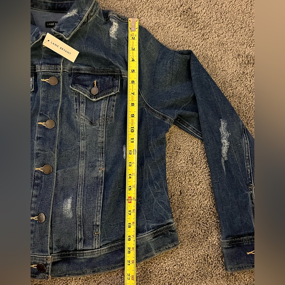 Lane Bryant Blue Denim Distressed Jacket - Picture 4 of 6